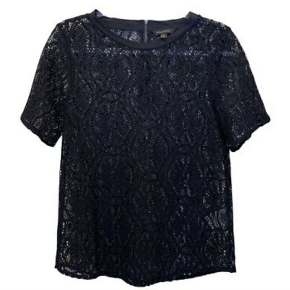 Banana Republic Crochet Navy Short Sleeve Top - Picture 2 of 11